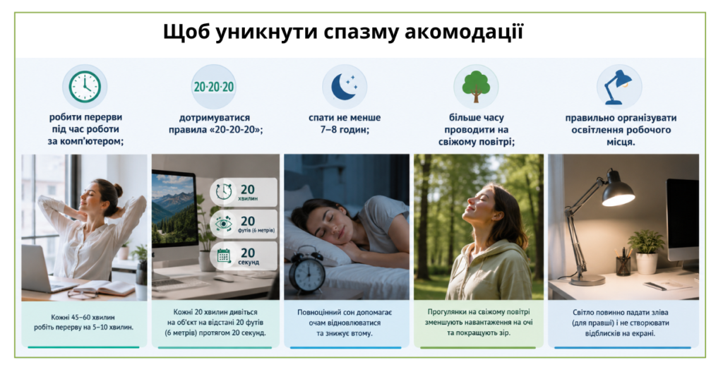 Спазм акомодації: симптоми та лікування