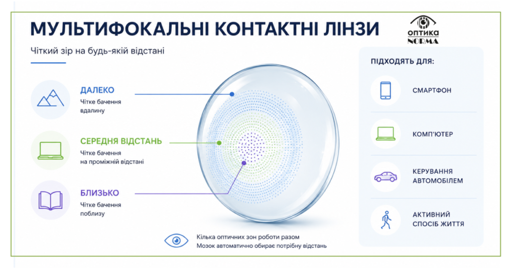 Мультифокальні контактні лінзи: як бачити чітко на будь-якій відстані
