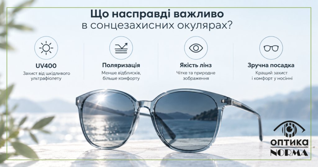 Як вибрати сонцезахисні окуляри: UV400, поляризація та якість лінз